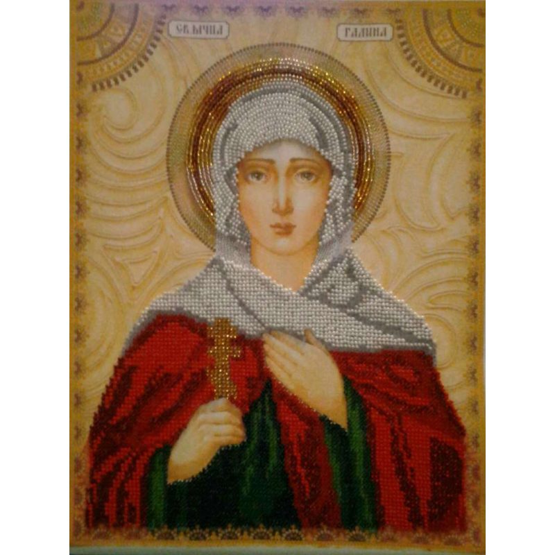 Icon Bead Embroidery Kit on Art Canvas "St. Galina"