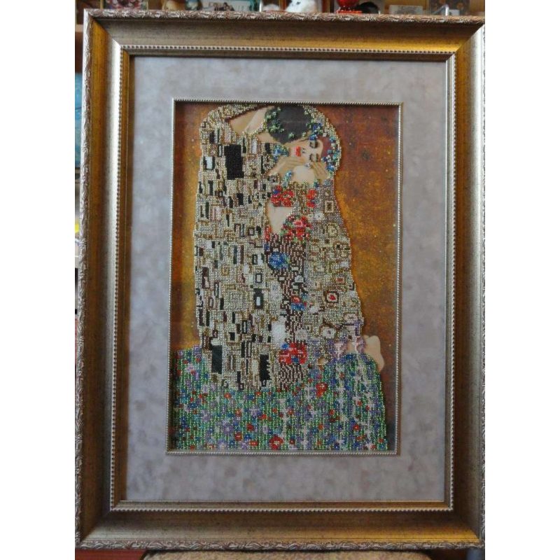 Bead Embroidery Kit on Art Canvas "The kiss"
