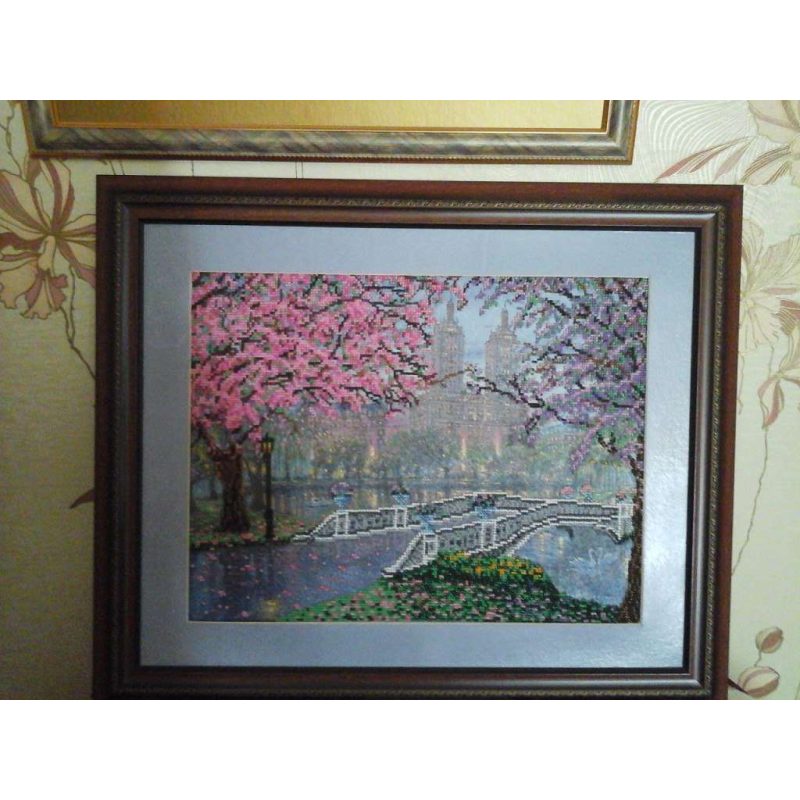 Bead Embroidery Kit on Art Canvas "Spring bloom"