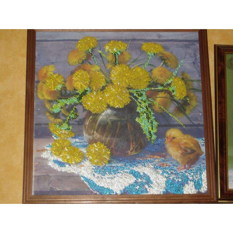 Bead Embroidery Pattern on Art Canvas "Golden Wonder"
