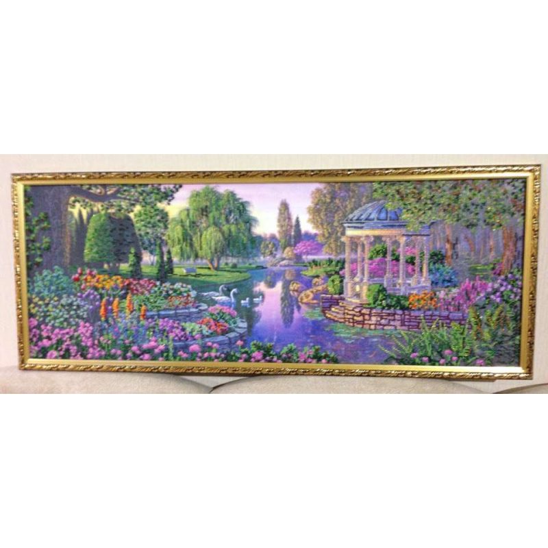 Bead Embroidery Kit on Art Canvas "By the pond"