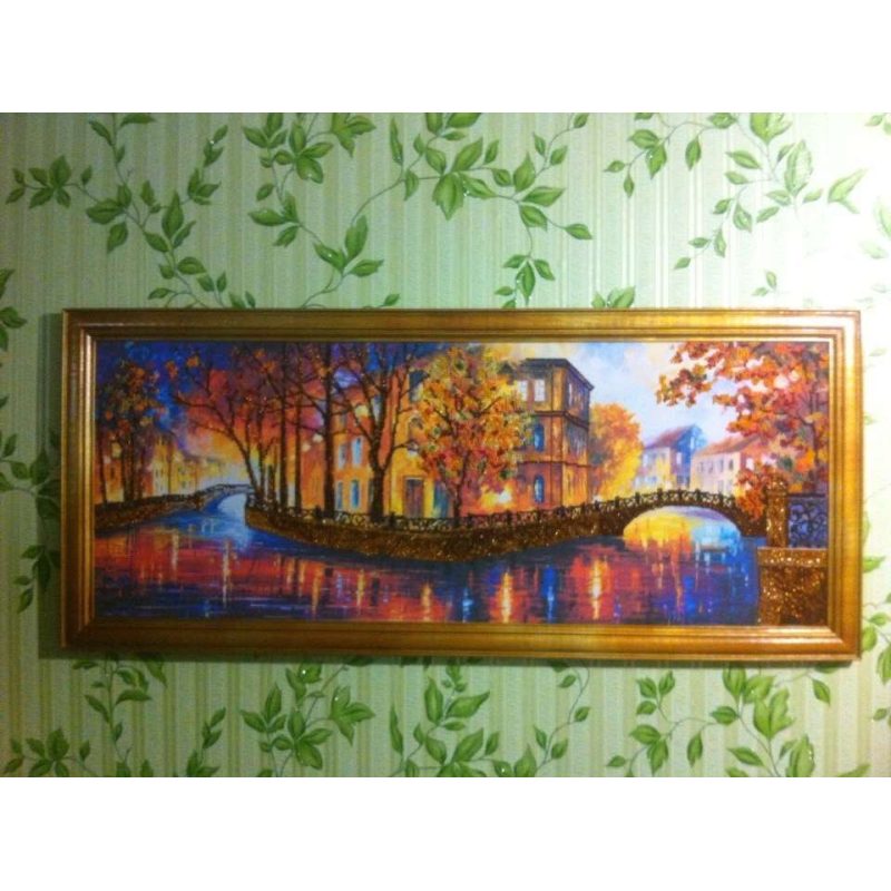 Bead Embroidery Kit on Art Canvas "Gold reflections"