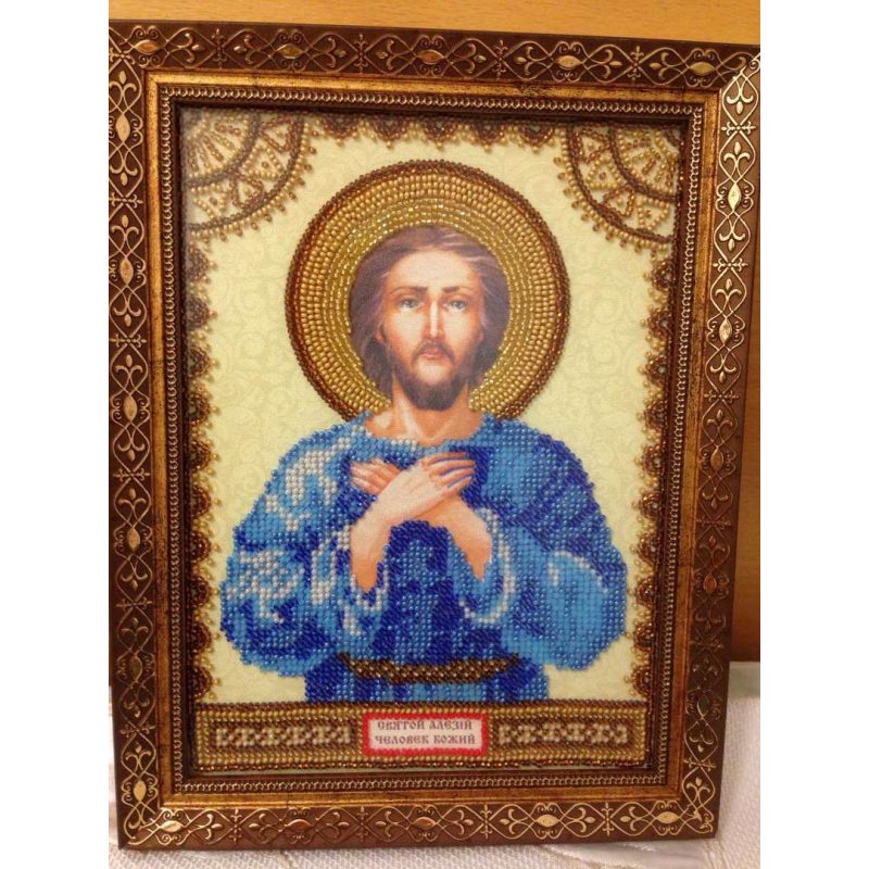 Icon Bead Embroidery Pattern on Art Canvas "St. Alexis"