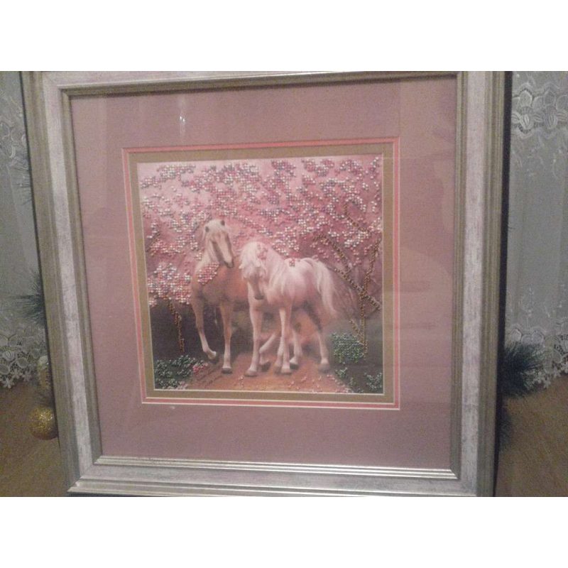Bead Embroidery Pattern on Art Canvas "Horses In Love"