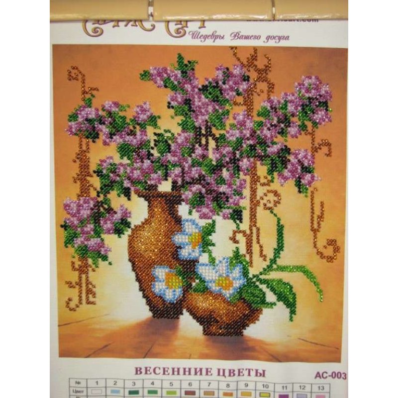 Схема для вишивання бісером на натуральному художньому холсті "Весняні квіти"