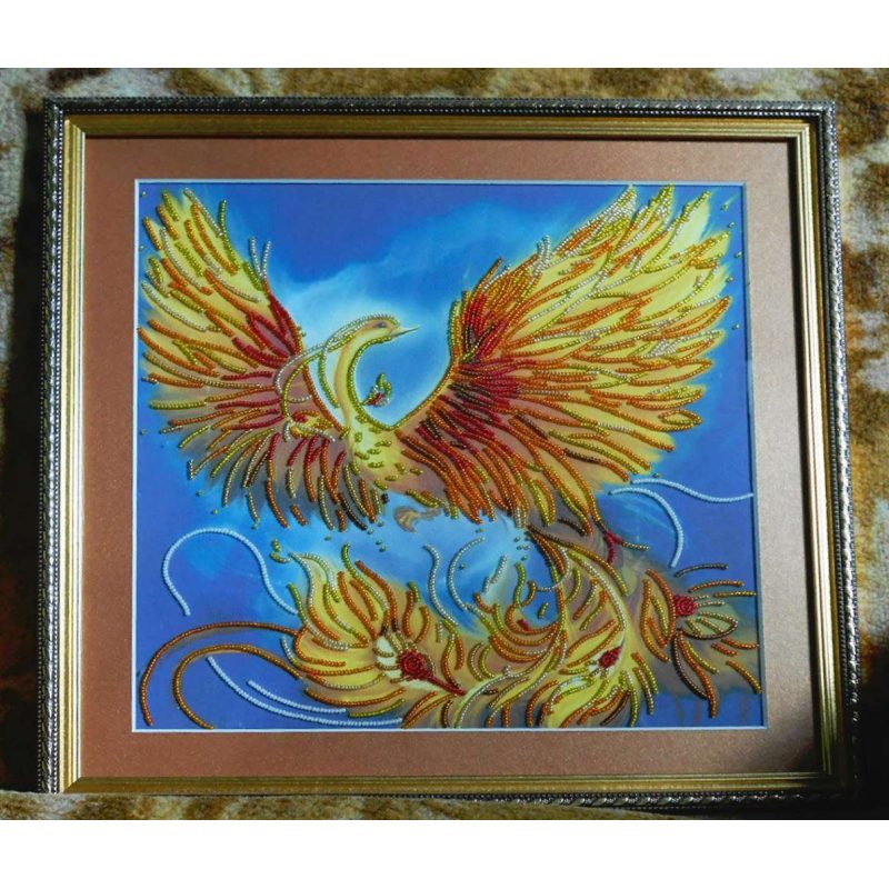 Bead Embroidery Pattern on Art Canvas "The Firebird"