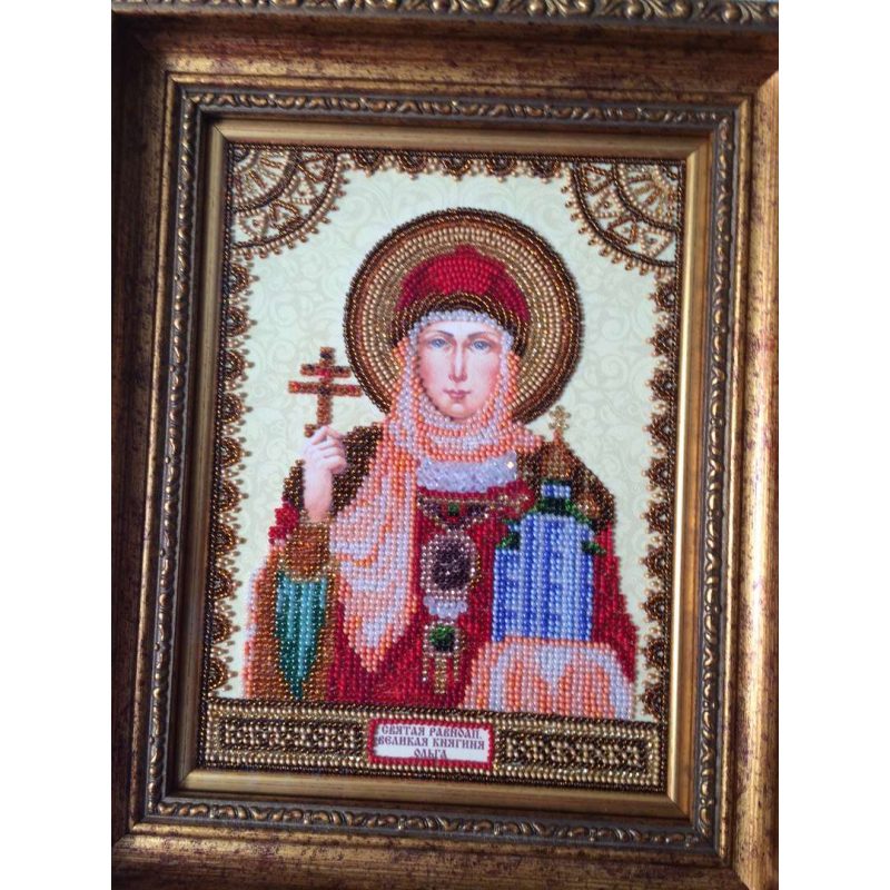 Icon Bead Embroidery Pattern on Art Canvas "St. Olga"