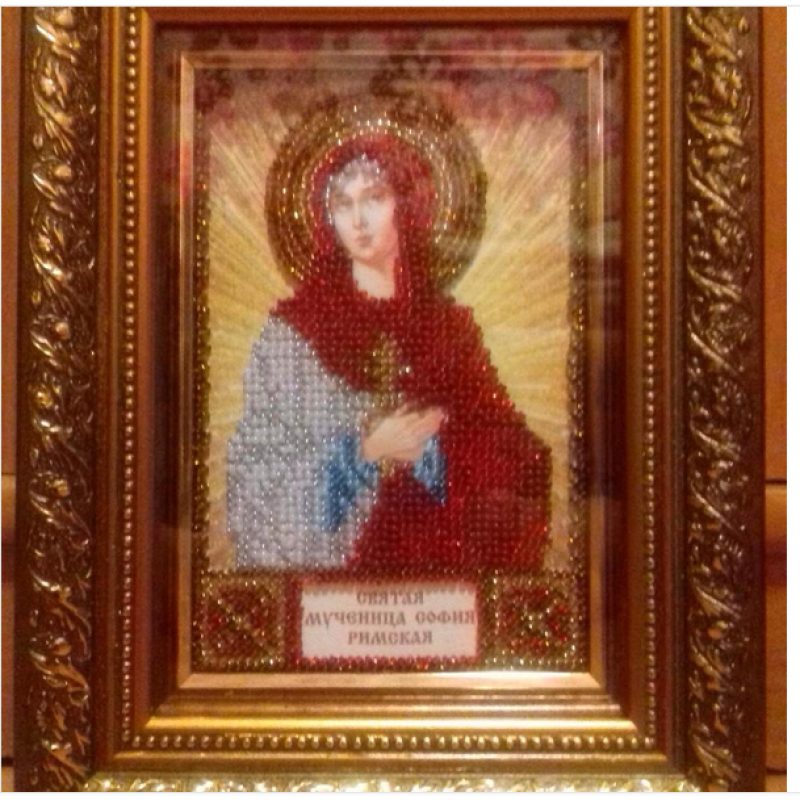 Mini Icon Bead Embroidery Kit on Art Canvas "St. Sophia"