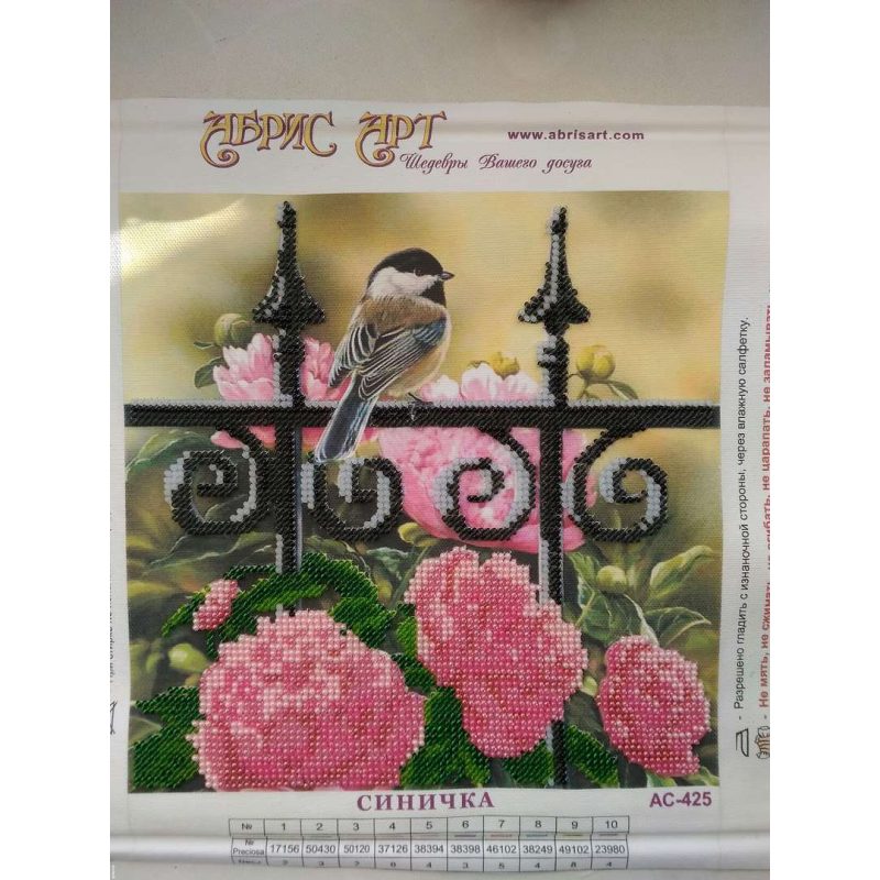 Bead Embroidery Pattern on Art Canvas "Titmouse"