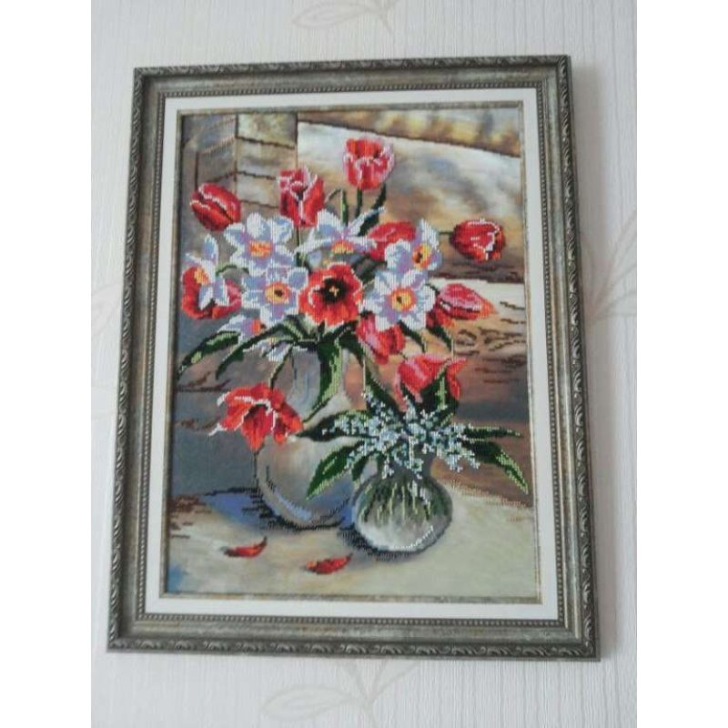 Bead Embroidery Kit on Art Canvas "Breath of Spring"