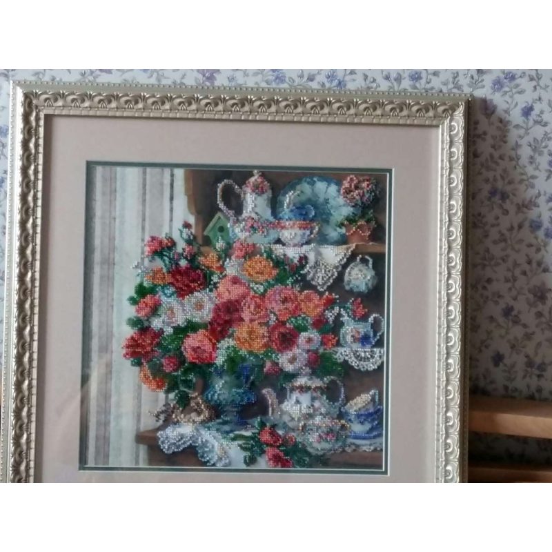Bead Embroidery Pattern on Art Canvas "English breakfast"