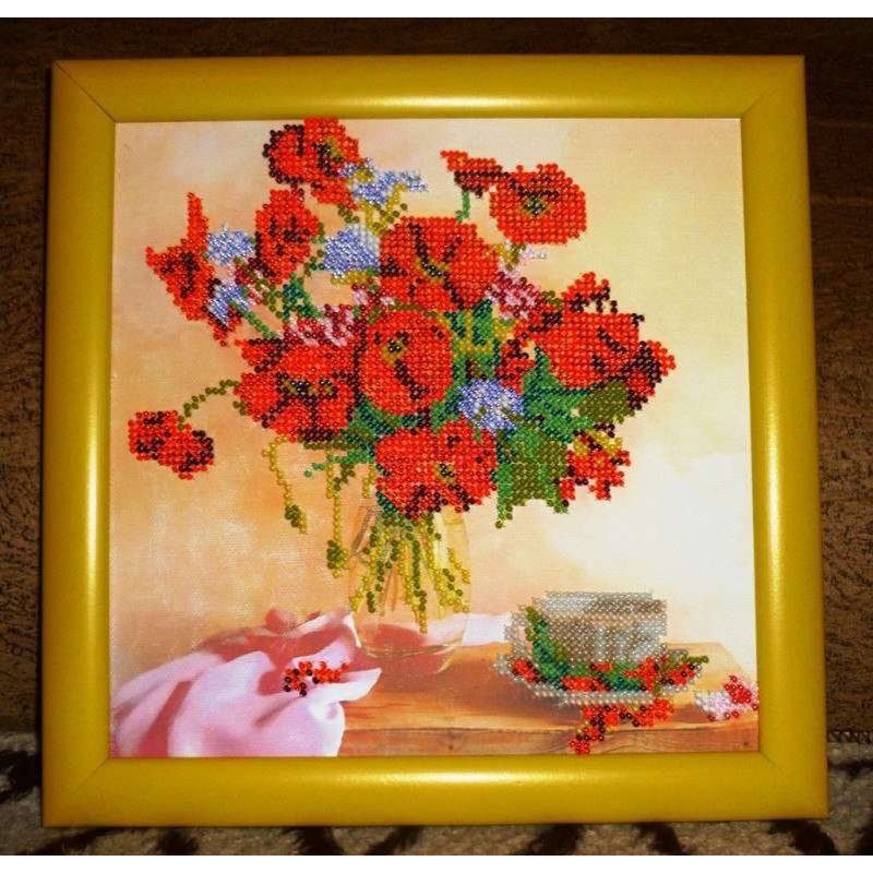 Bead Embroidery Pattern on Art Canvas "Morning Tea"