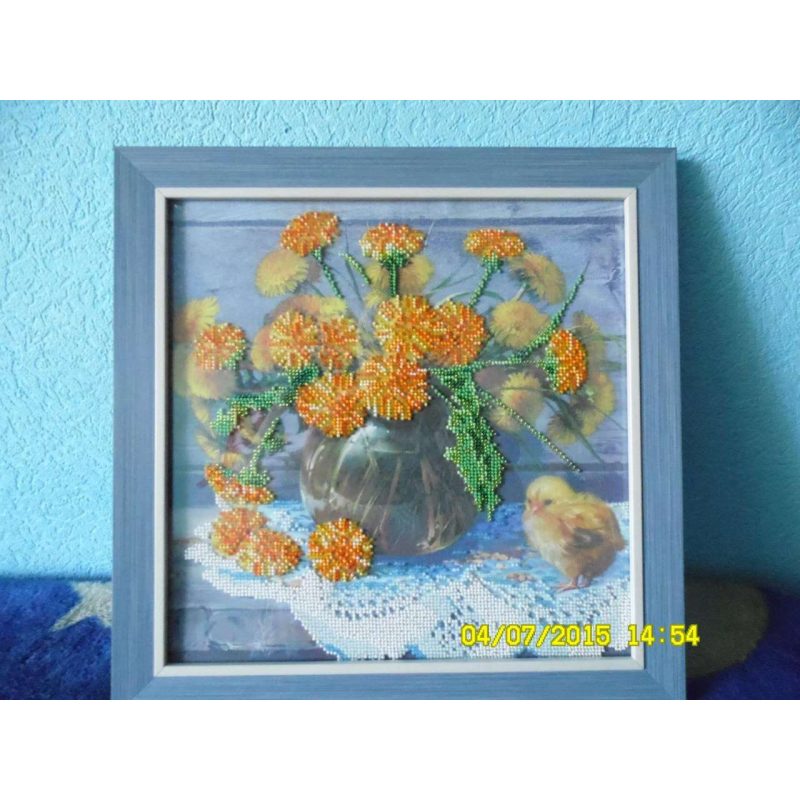 Bead Embroidery Pattern on Art Canvas "Golden Wonder"