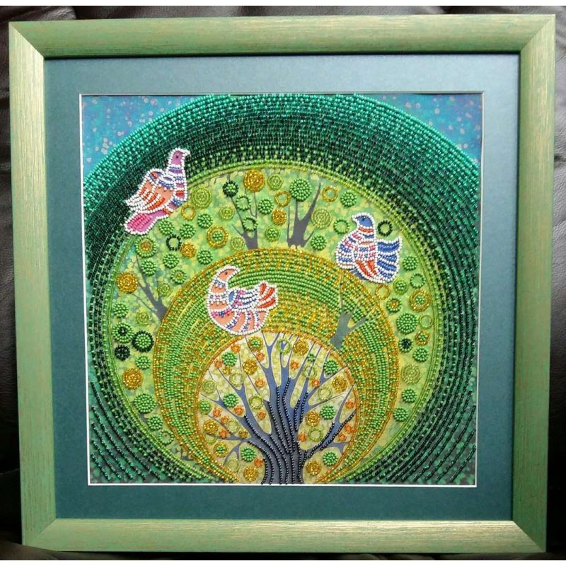 Bead Embroidery Pattern on Art Canvas "Heaven birds"