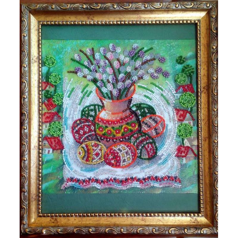 Bead Embroidery Pattern on Art Canvas "Easter"