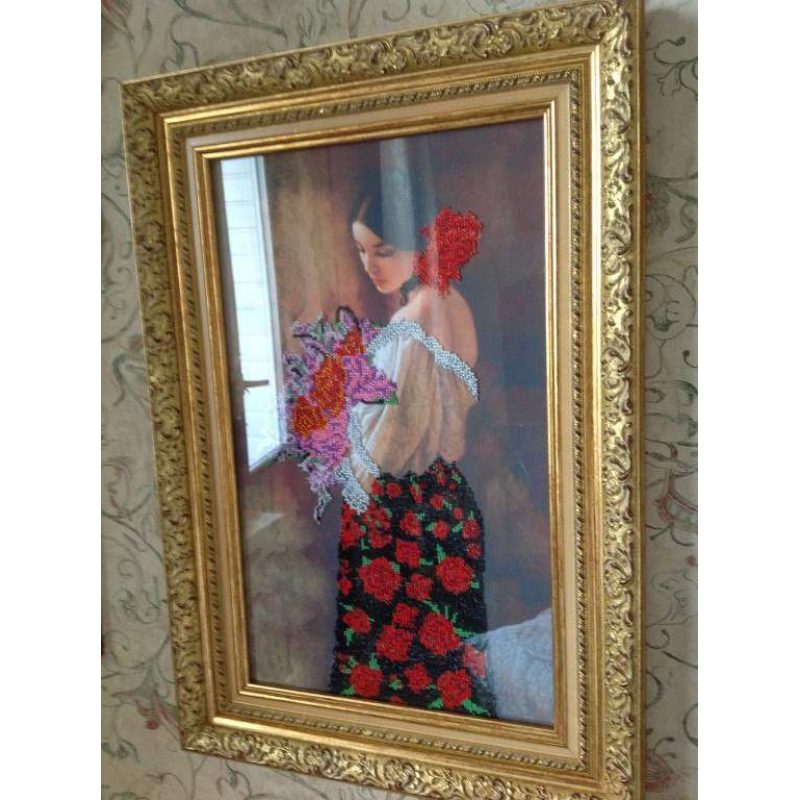 Bead Embroidery Kit on Art Canvas "Marcela"