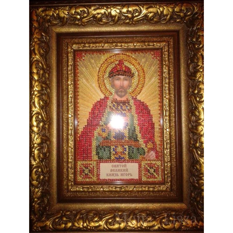 Mini Icon Bead Embroidery Kit on Art Canvas "St. Igor"