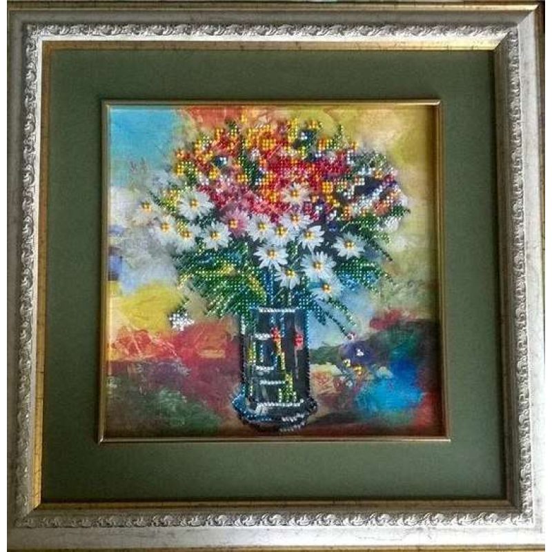 Bead Embroidery Pattern on Art Canvas "Floral Cocktail"