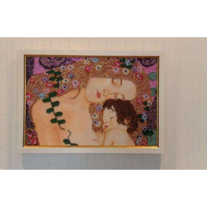 Bead Embroidery Kit on Art Canvas "Mother and Child"