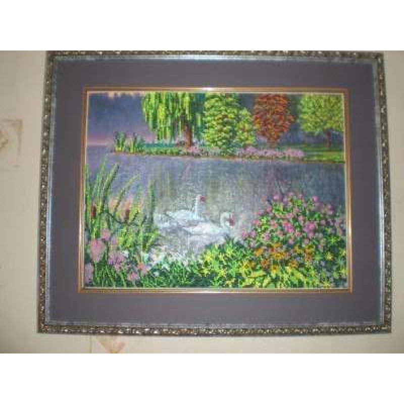 Bead Embroidery Kit on Art Canvas "Swan song"