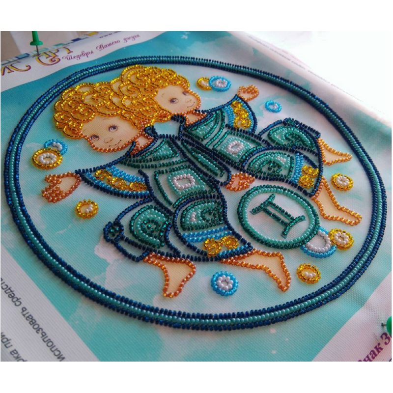 Bead Embroidery Kit on Art Canvas "Gemini"
