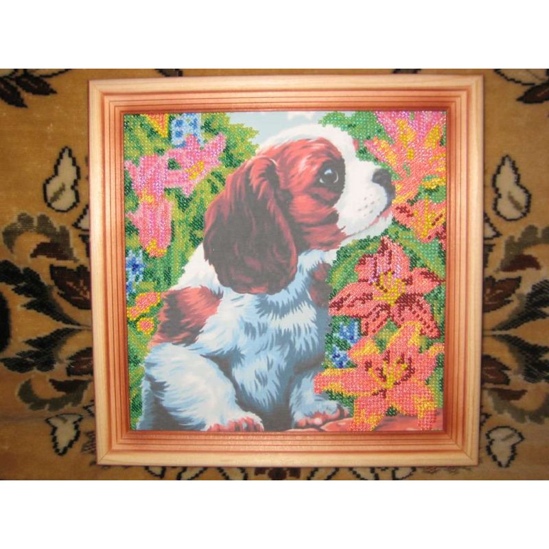 Bead Embroidery Pattern on Art Canvas "Puppy"