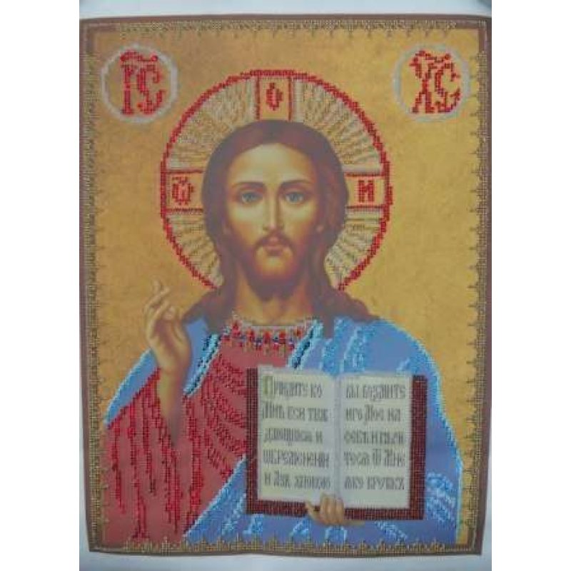 Bead Embroidery Kit on Art Canvas "Jesus Christ"