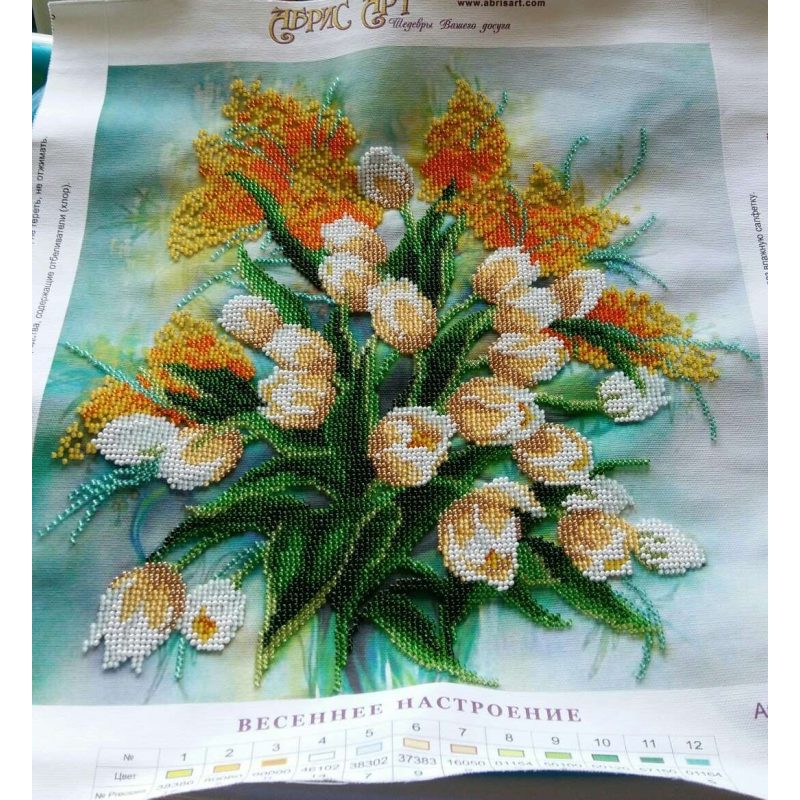 Bead Embroidery Pattern on Art Canvas "Spring mood"