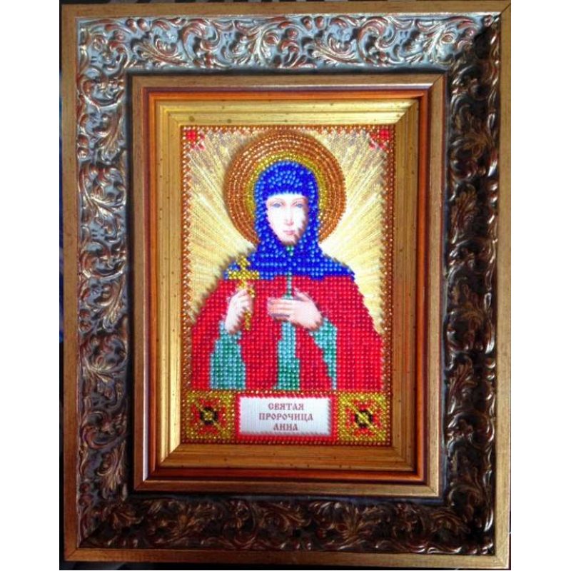 Mini Icon Bead Embroidery Kit on Art Canvas "St. Anna"