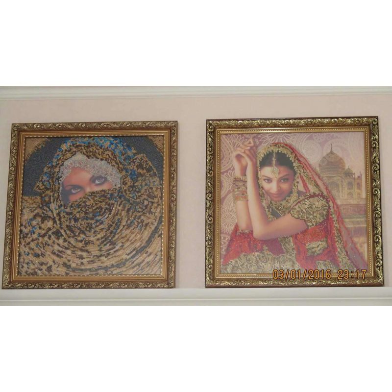 Bead Embroidery Pattern on Art Canvas "Flowers of India"