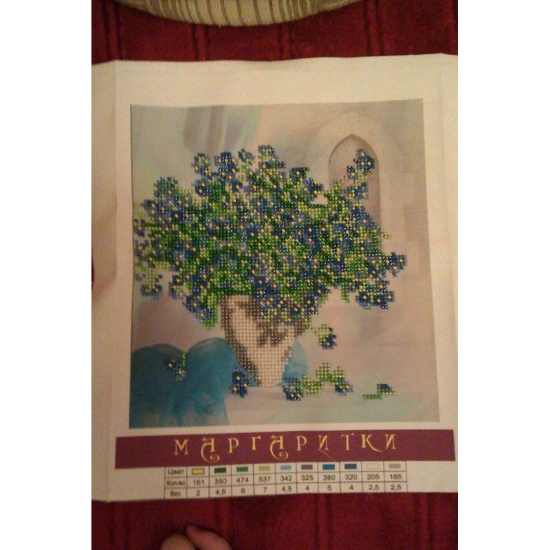 Bead Embroidery Pattern on Art Canvas "Daisy"