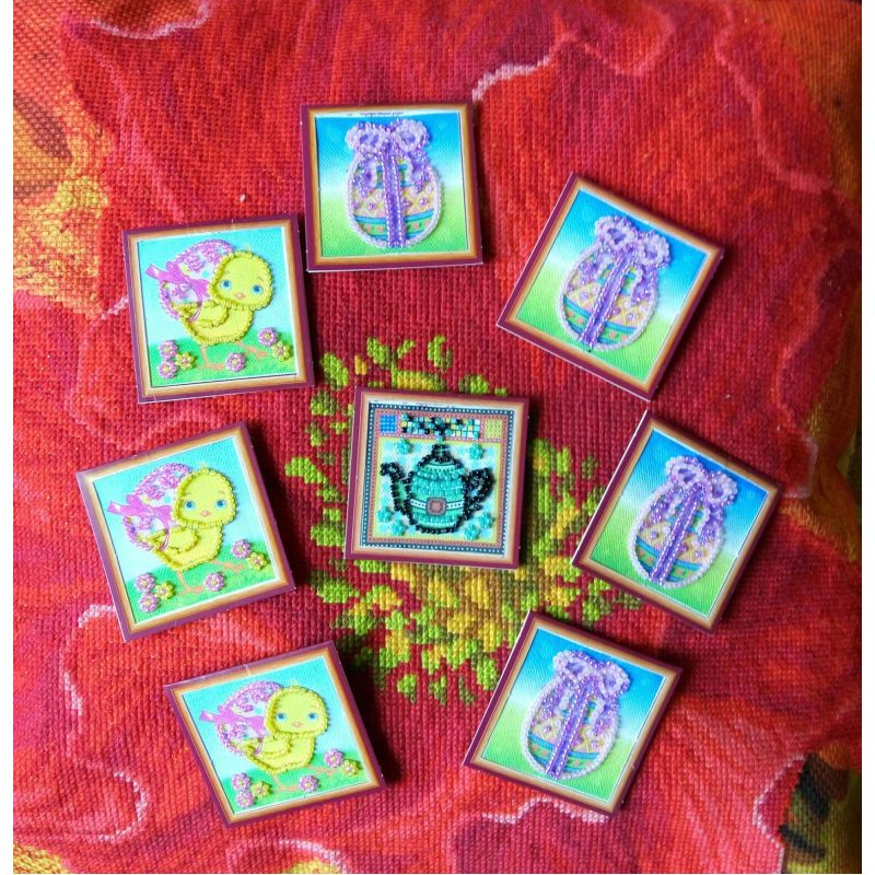 Mini Bead Embroidery Magnet Kit "Turquois kettle"