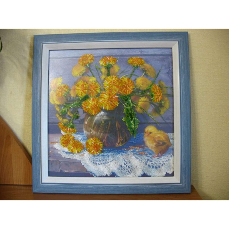 Bead Embroidery Pattern on Art Canvas "Golden Wonder"