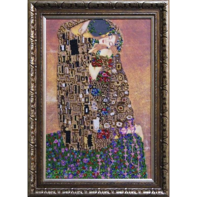 Bead Embroidery Kit on Art Canvas "The kiss"