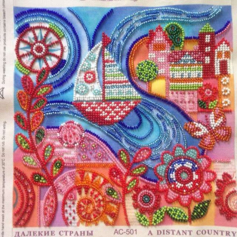 Bead Embroidery Pattern on Art Canvas "Far country"