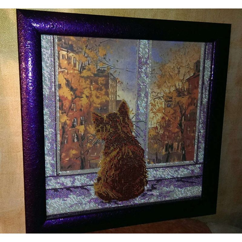 Bead Embroidery Pattern on Art Canvas "The Bright Sadness"