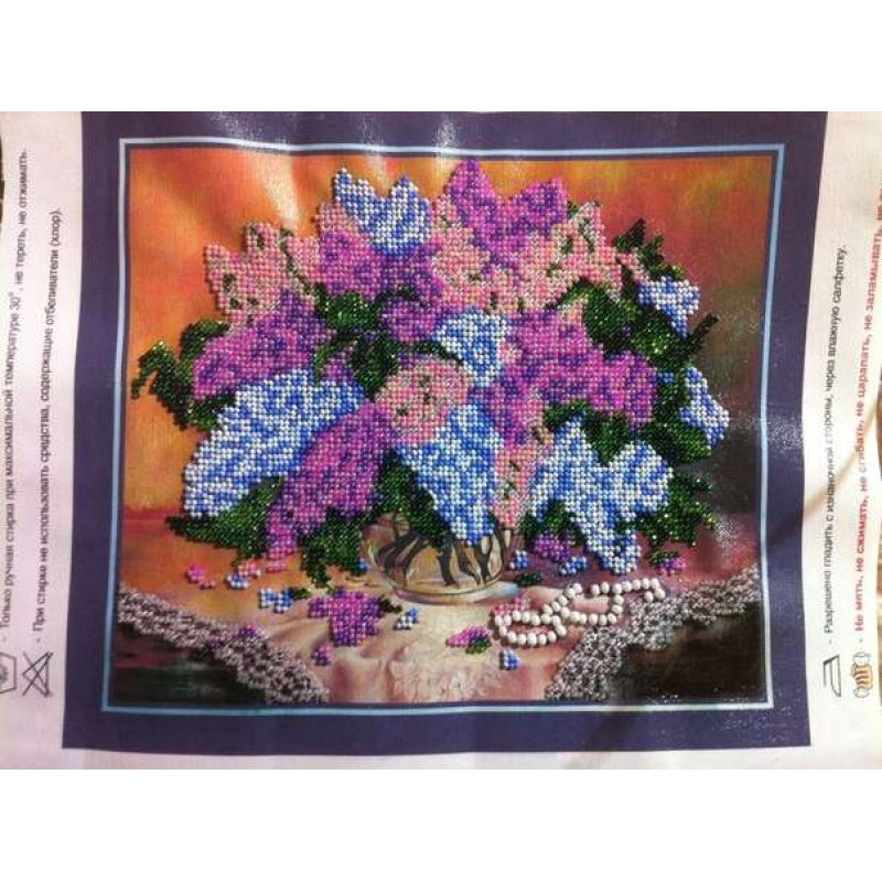 Bead Embroidery Kit on Art Canvas "Lilacs"