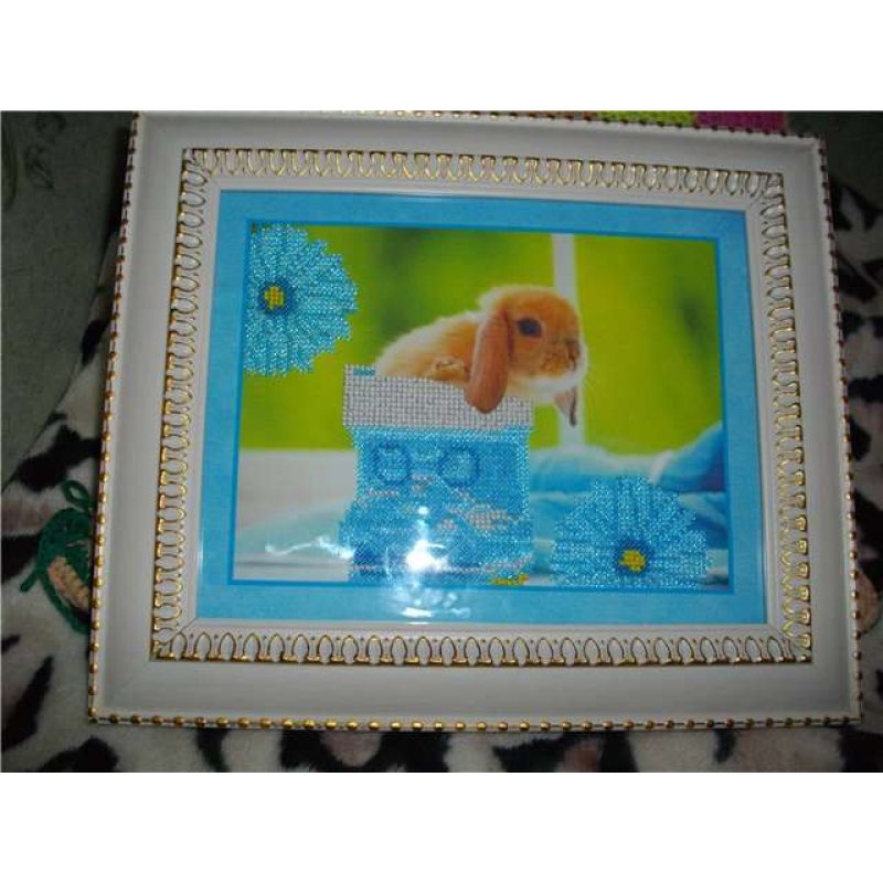 Bead Embroidery Kit on Art Canvas "Rabbits – 3"