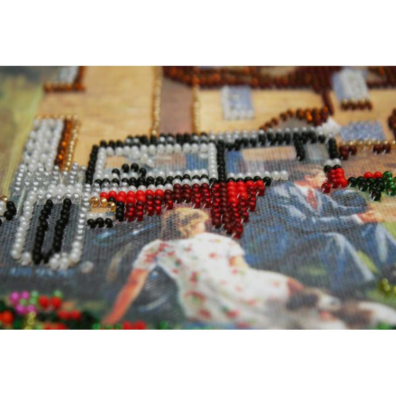 Bead Embroidery Kit on Art Canvas "Sunday picnic"