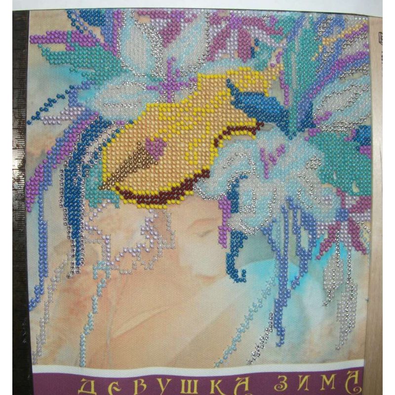 Bead Embroidery Pattern on Art Canvas "Winter Girl"