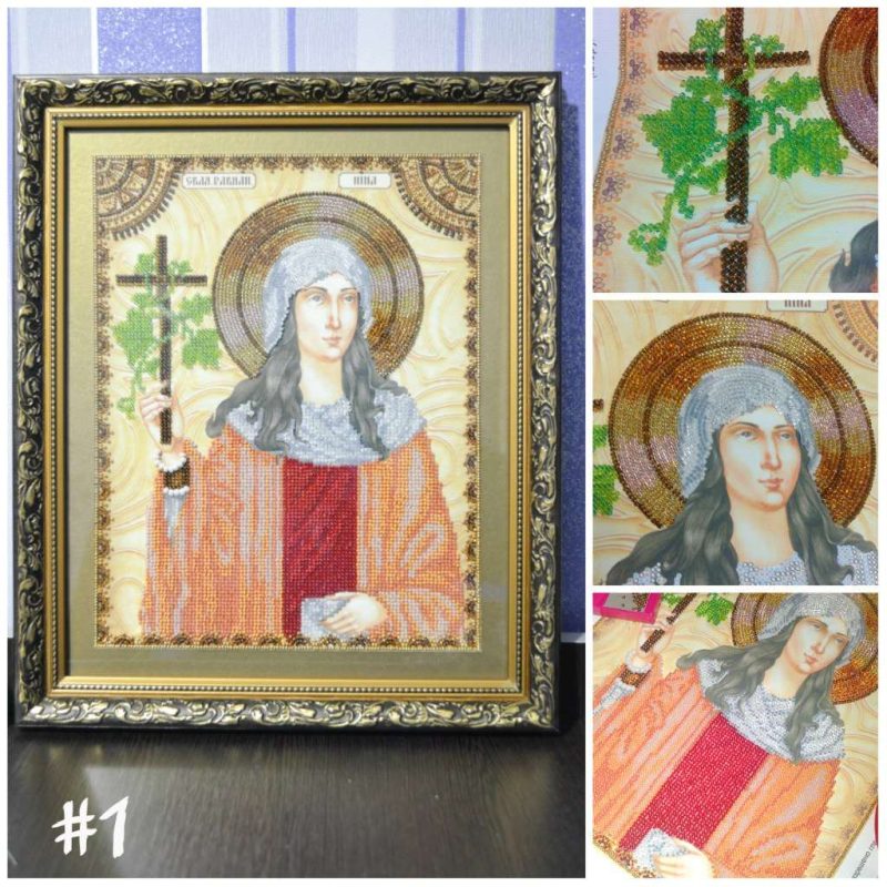 Icon Bead Embroidery Kit on Art Canvas "St. Nina"