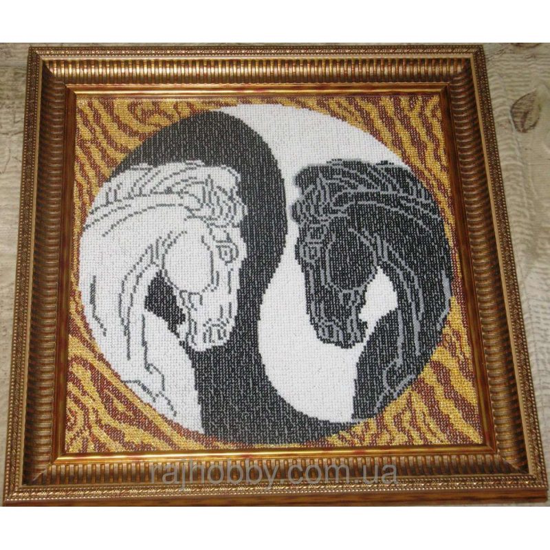 Bead Embroidery Kit on Art Canvas "Yin and Yang"