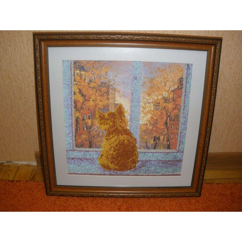 Bead Embroidery Pattern on Art Canvas "The Bright Sadness"
