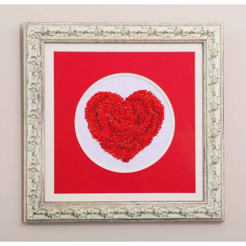 Mini Bead Embroidery Kit on Art Canvas "Heart"