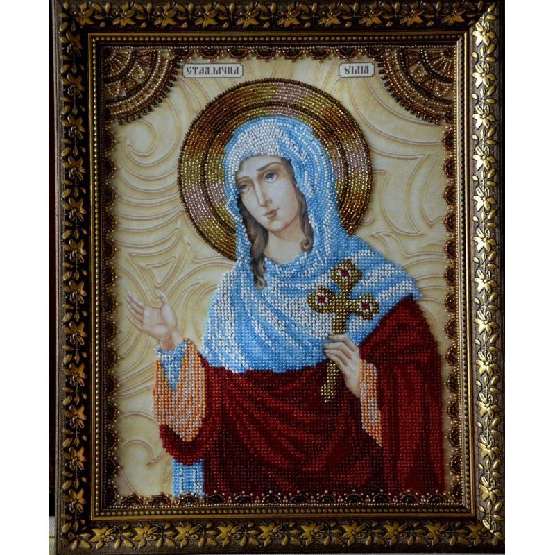 Icon Bead Embroidery Kit on Art Canvas "St. Julia"