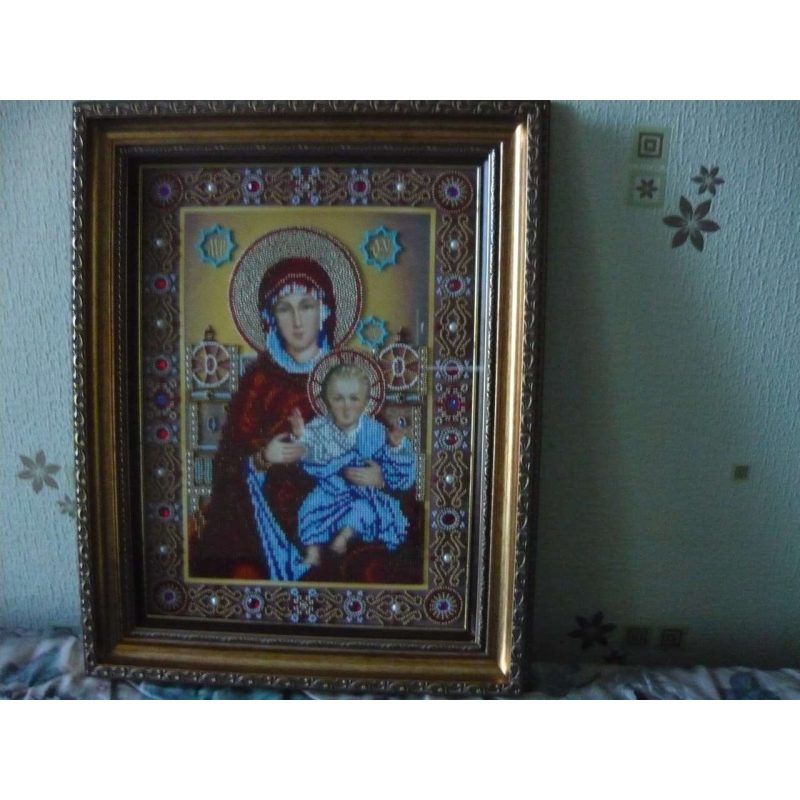 Bead Embroidery Kit on Art Canvas "Wedding Icon – The Holy Mother of God"