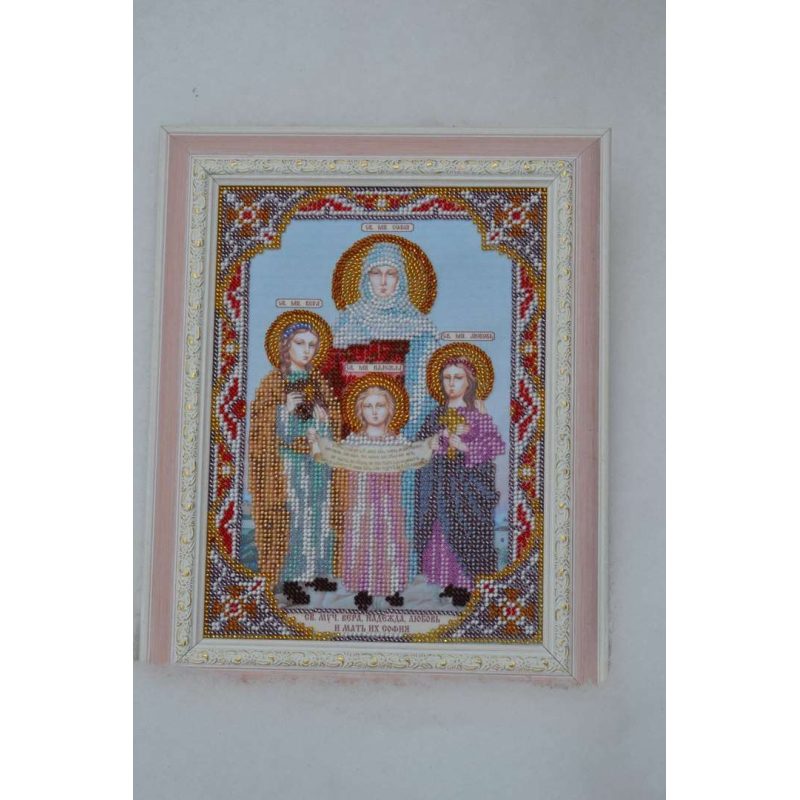 Icon Bead Embroidery Pattern on Art Canvas "Icons "St.Vera, Nadegda, Lubov and their Mother Sophia""