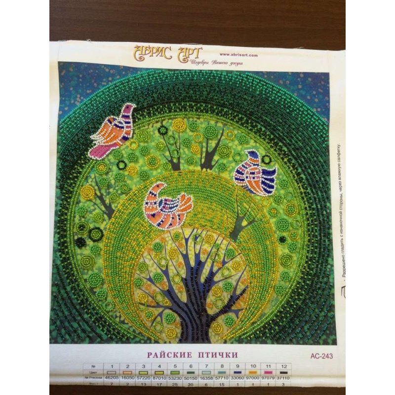 Bead Embroidery Pattern on Art Canvas "Heaven birds"