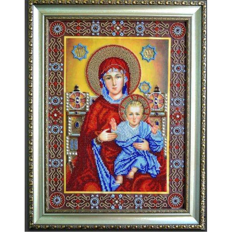 Bead Embroidery Kit on Art Canvas "Wedding Icon – The Holy Mother of God"