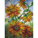 Bead Embroidery Pattern on Art Canvas "Sunny Flowers"